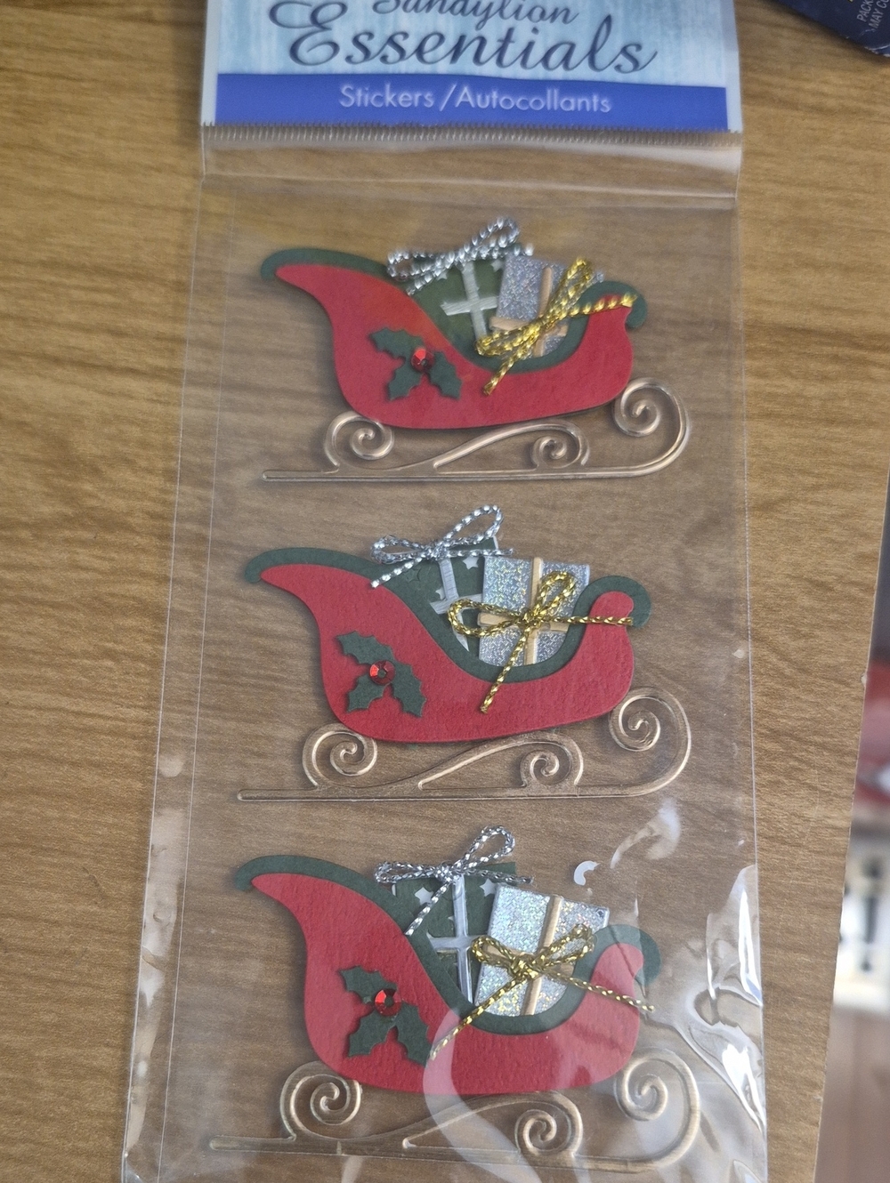 Santa Sleigh Sticker Pack - Red & Green Holiday Sleighs